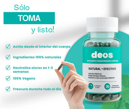 DEOS | Desodorante Corporal Interno Natural 30 Caps - 50% DESCUENTO