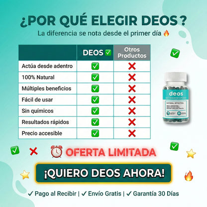 DEOS | Desodorante Corporal Interno Natural 30 Caps - 50% DESCUENTO