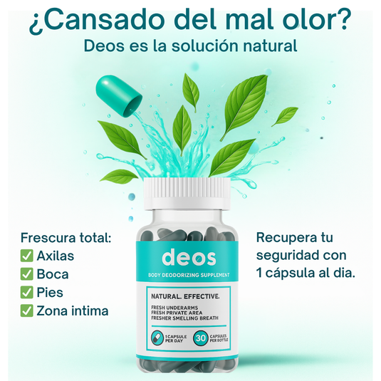 DEOS | Desodorante Corporal Interno Natural 30 Caps - 50% DESCUENTO